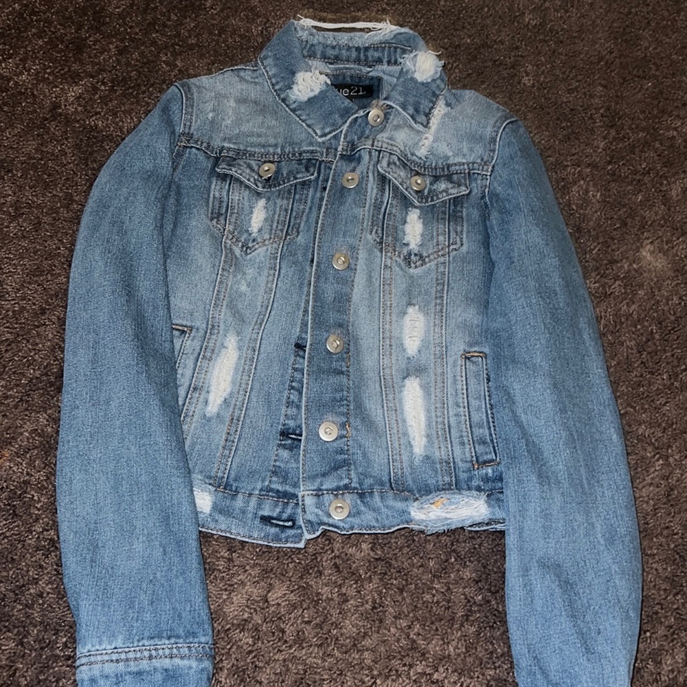 Dark blue ripped Jean jacket